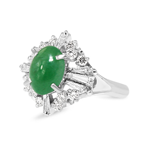 Platinum Jade and Diamond Vintage Ballerina Ring