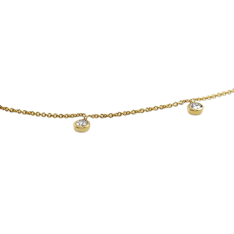 9ct Yellow Gold Bezel Diamond Necklace