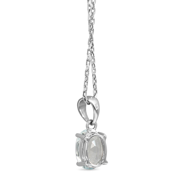 9ct White Gold Aquamarine Necklace