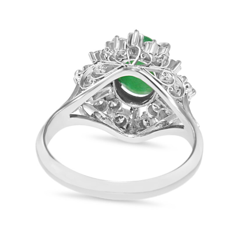 Platinum Jade and Diamond Vintage Ballerina Ring