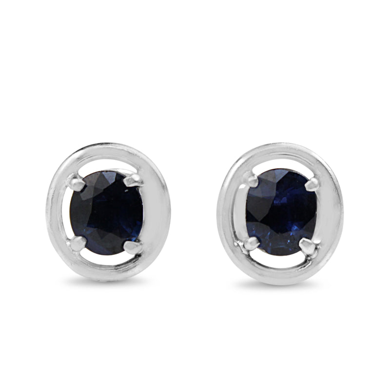 14ct White Gold Sapphire Stud Earrings