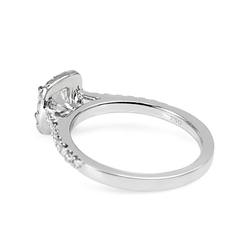 18ct White Gold Cushion Halo Diamond Ring