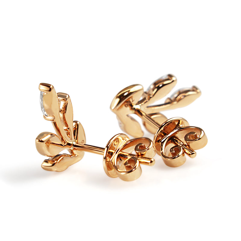 18ct Rose Gold Diamond Vine Ear Climber Earrings