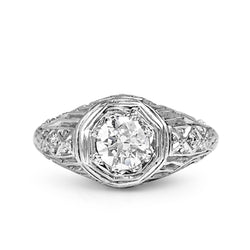 Platinum Vintage Diamond Filigree Ring
