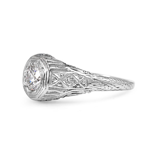 Platinum Vintage Diamond Filigree Ring