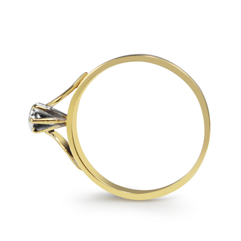 18ct Yellow Gold Fine Vintage Solitaire Ring