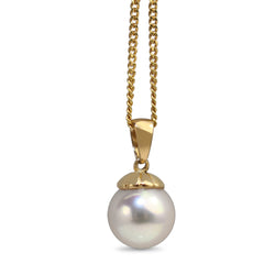 9ct Yellow Gold 8mm Akoya pearl Necklace