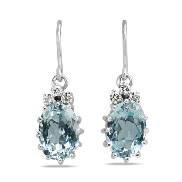 Palladium Vintage Aquamarine and Diamond Earrings