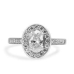 18ct White Gold Oval Diamond Halo Ring