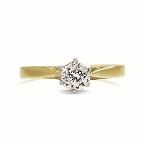 18ct Yellow and White Gold Fine Vintage Solitaire Ring