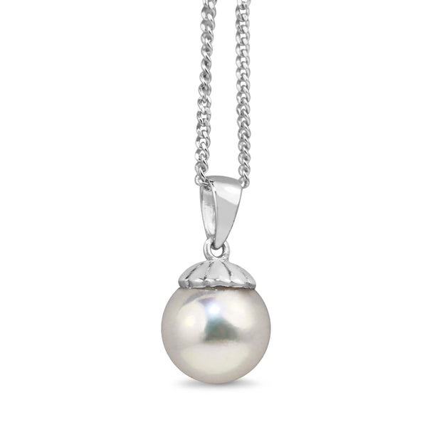 9ct White Gold 8mm Akoya Pearl Necklace