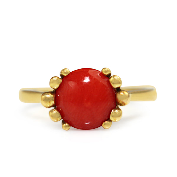 9ct Yellow Gold Vintage Coral Ring