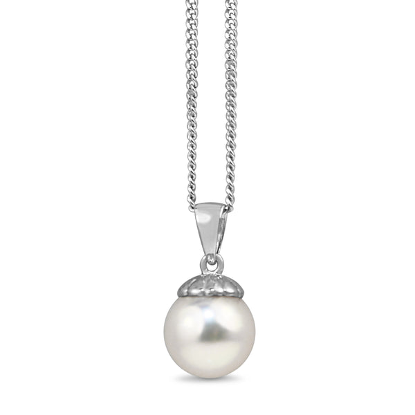 9ct White Gold 8mm Akoya Pearl Necklace
