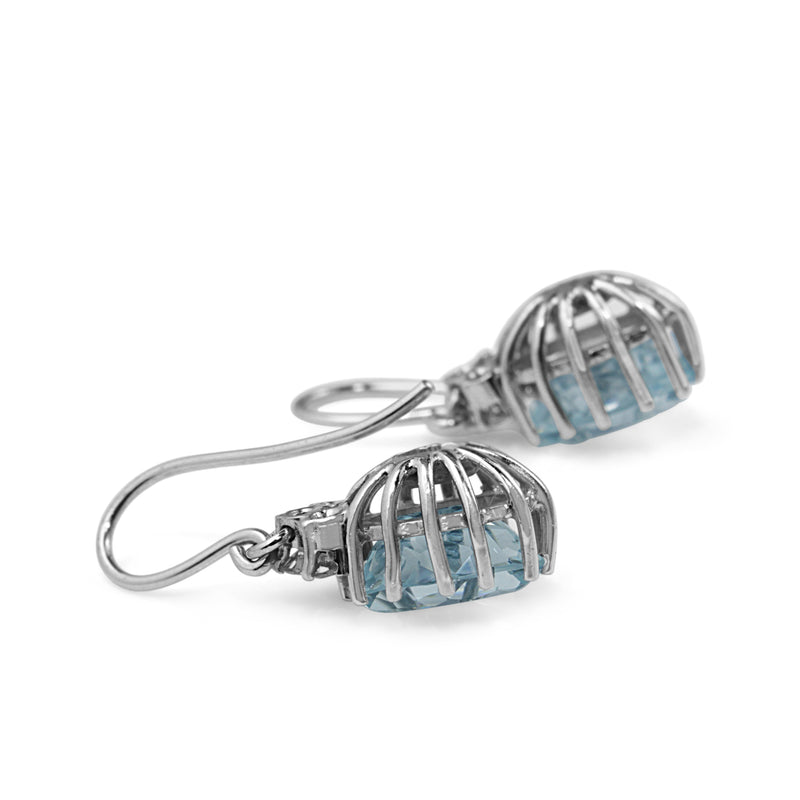 Palladium Vintage Aquamarine and Diamond Earrings