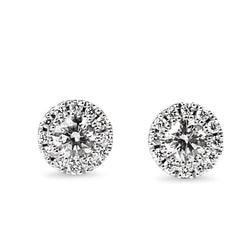 18ct White Gold Diamond Halo Stud Earrings