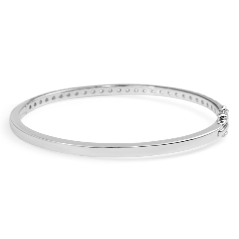 9ct White Gold 3.00ct Hinged Diamond Bangle