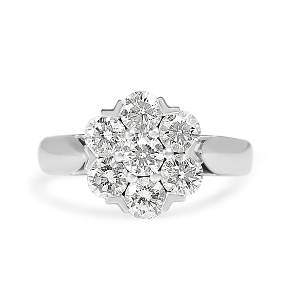 18ct White Gold Daisy Style Diamond Ring