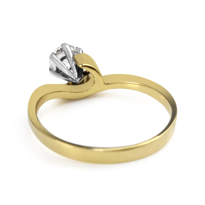 18ct Yellow and White Gold Vintage Twist Solitaire Ring