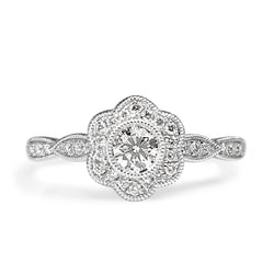 9ct White Gold Diamond Daisy Ring