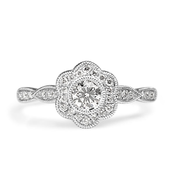 9ct White Gold Diamond Daisy Ring