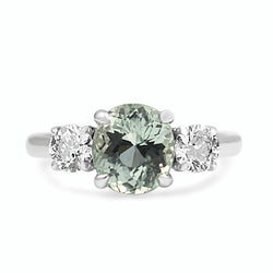 18ct White Gold Aquamarine and Diamond 3 Stone Ring