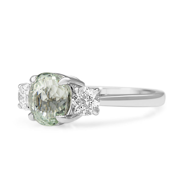 18ct White Gold Aquamarine and Diamond 3 Stone Ring