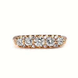 18ct Rose Gold Old Cut Diamond 5 Stone Ring