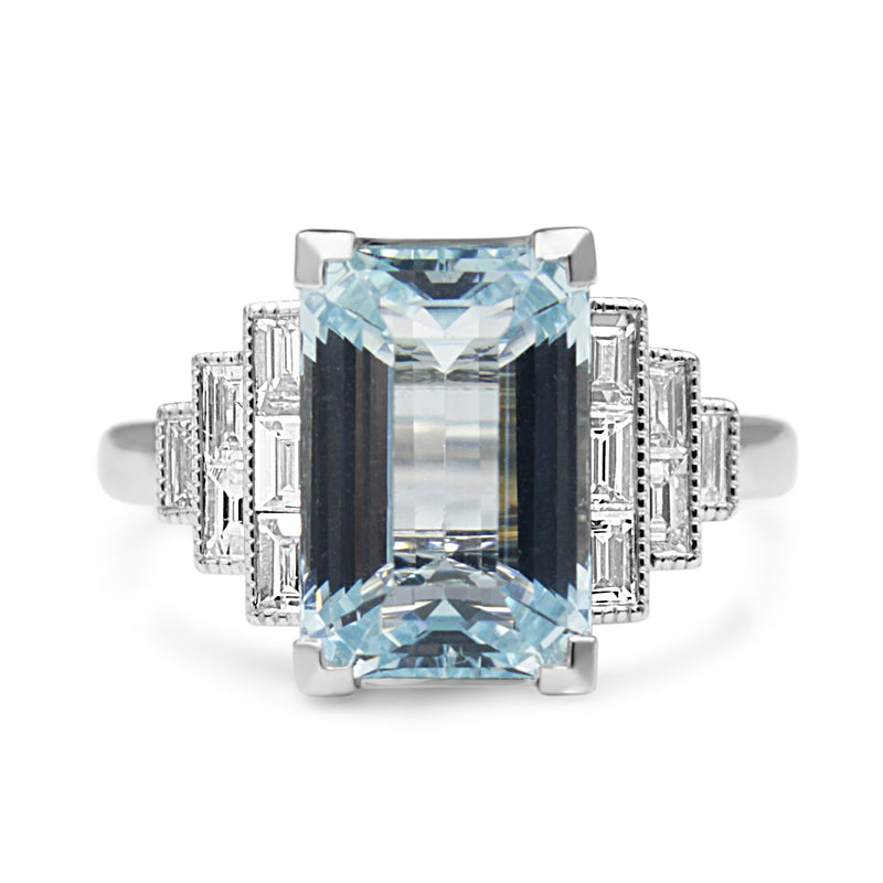 Aquamarine outlet baguette ring