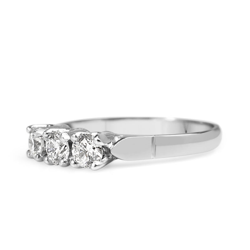 Platinum Vintage 3 Stone Diamond Ring