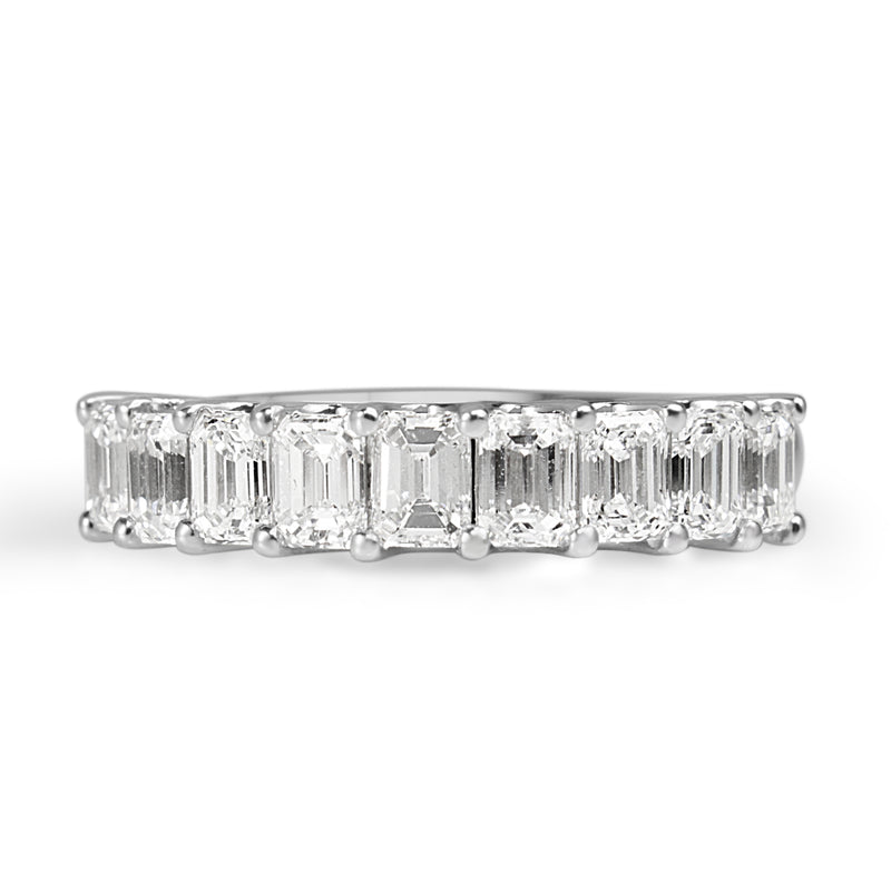 18ct White Gold Emerald Cut Diamond Band Ring