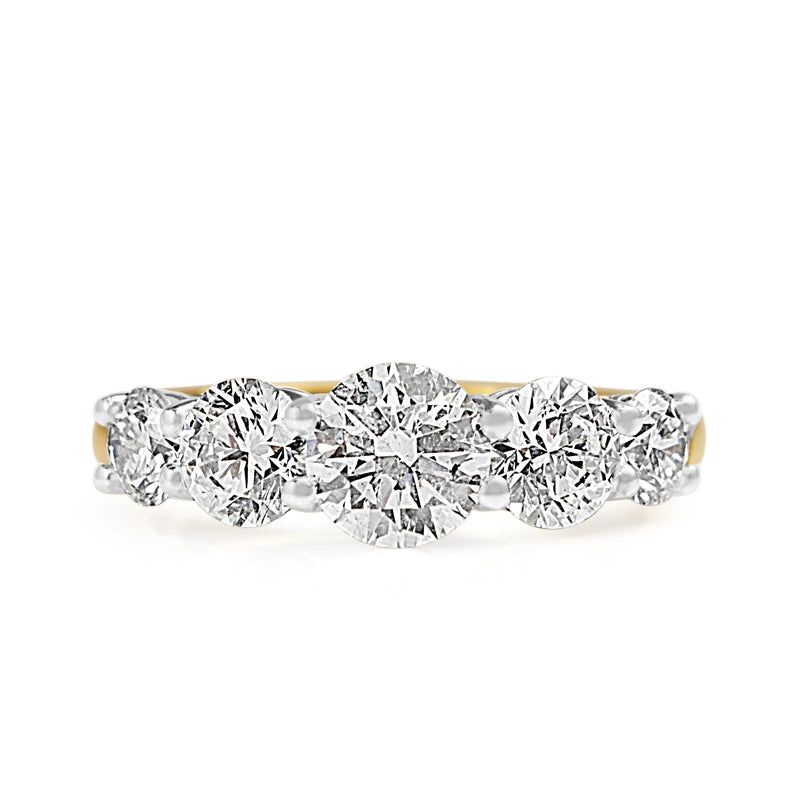 18ct Yellow and White Gold Graduated 5 Stone Diamond Ring