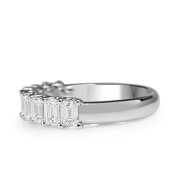 18ct White Gold Emerald Cut Diamond Band Ring