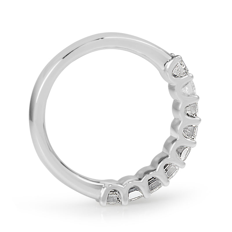 18ct White Gold Emerald Cut Diamond Band Ring