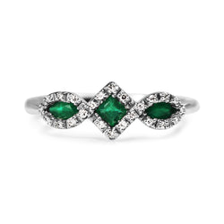 18ct White Gold Emerald and Diamond Ring