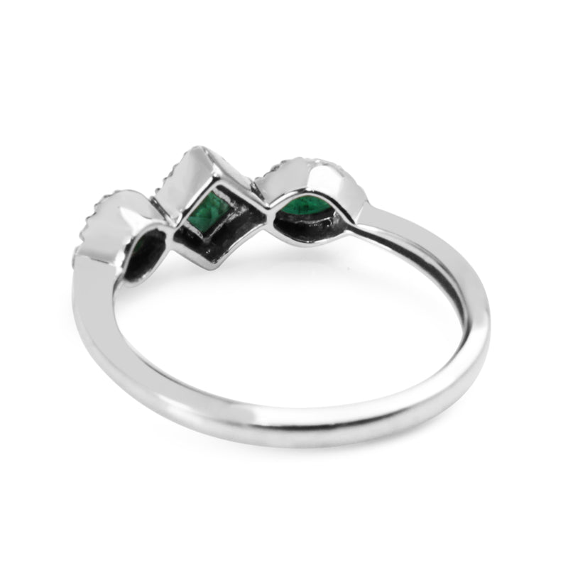 18ct White Gold Emerald and Diamond Ring