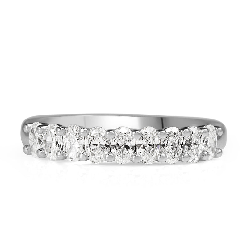 18ct White Gold Oval 9 Stone Diamond Band Ring