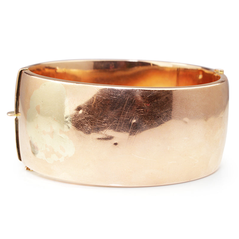 9ct Rose Gold Antique Hinged Etched Bangle Circa 1863