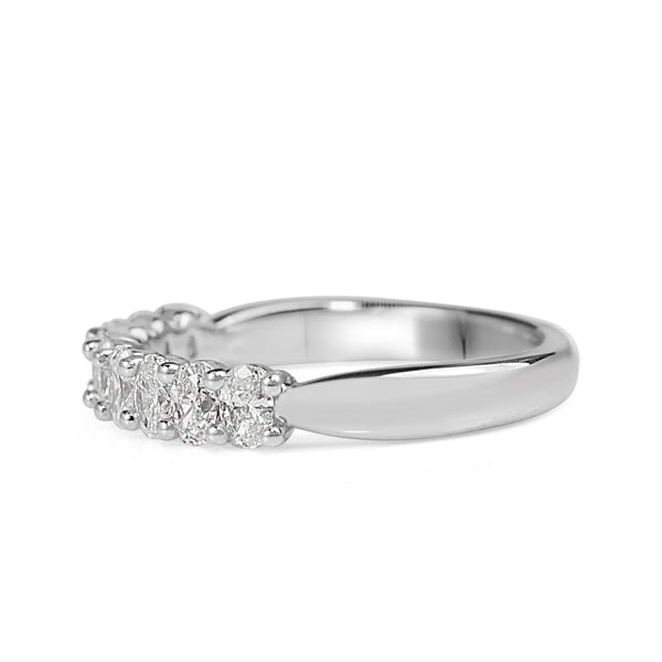 18ct White Gold Oval 9 Stone Diamond Band Ring