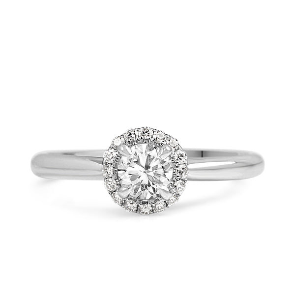 18ct White Gold Diamond Halo Ring