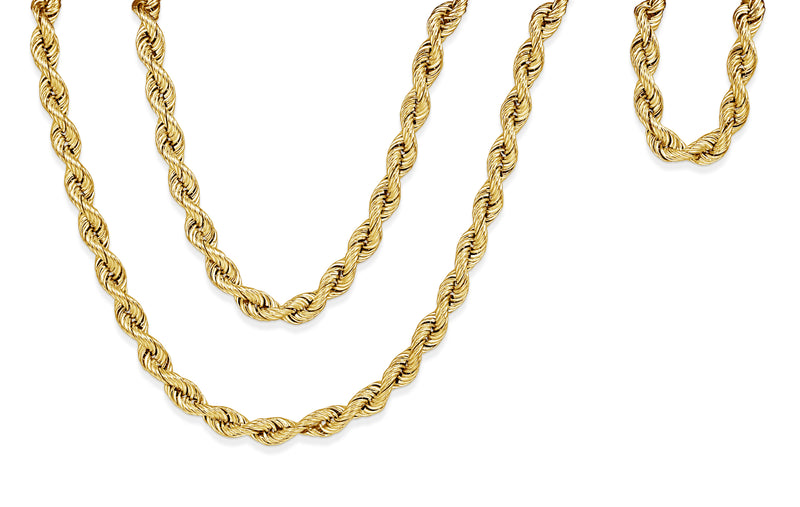 9ct Yellow Gold Vintage Rope Chain Necklace