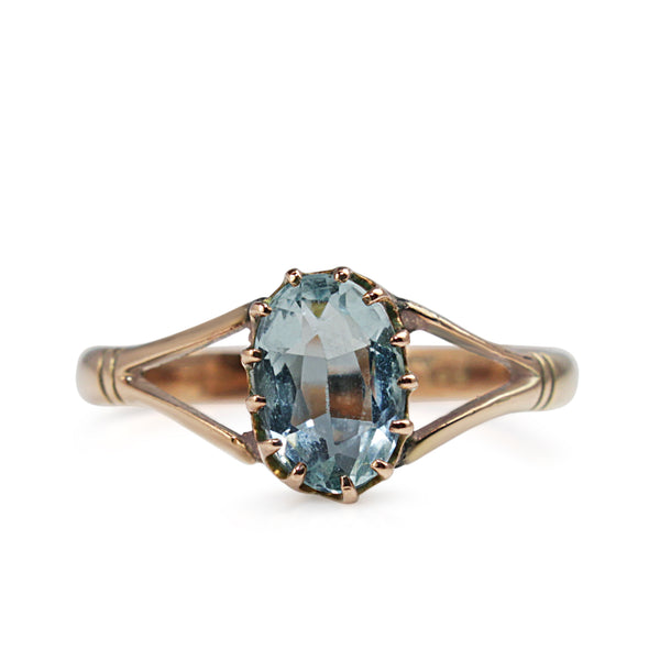 9ct Rose Gold Vintage Aquamarine Ring