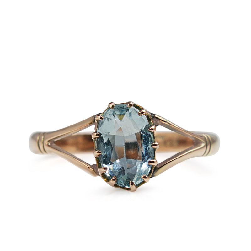 9ct Rose Gold Vintage Aquamarine Ring