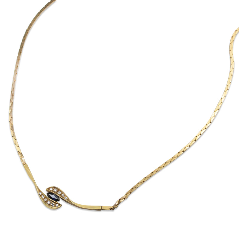 9ct Yellow Gold Sapphire and Diamond Necklace