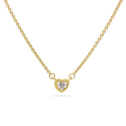 18ct Yellow Gold Diamond Heart Solitaire Necklace