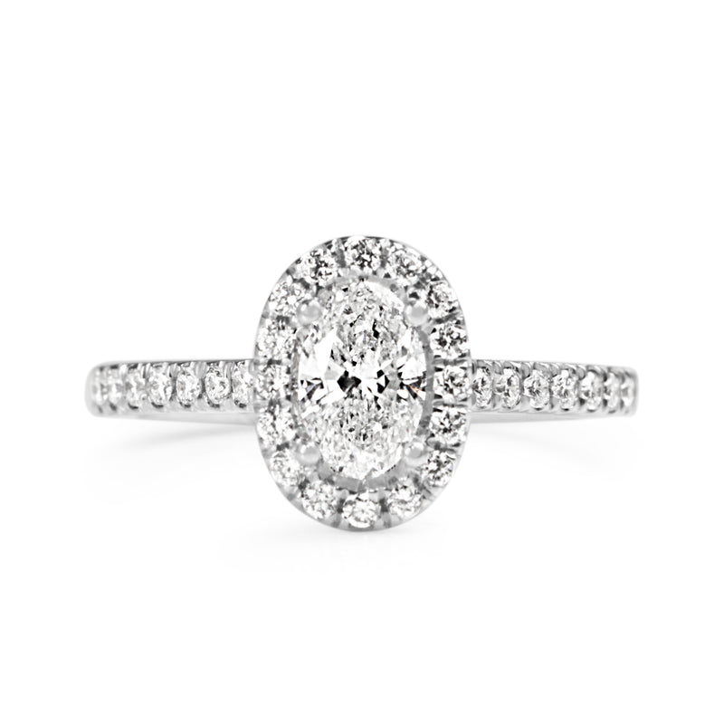 18ct White Gold Oval Diamond Halo Ring