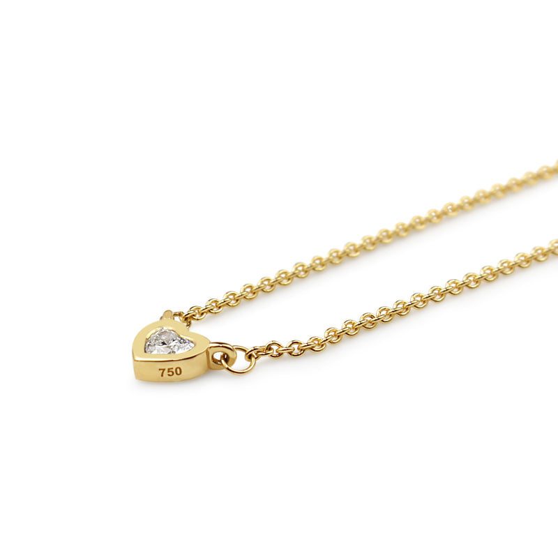 18ct Yellow Gold Diamond Heart Solitaire Necklace