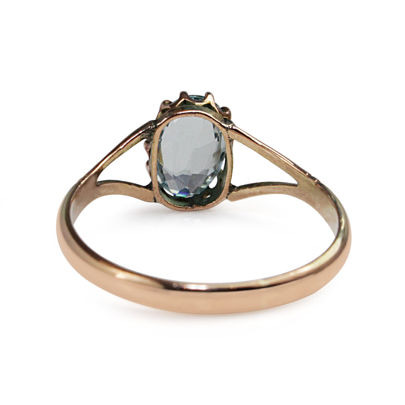 9ct Rose Gold Vintage Aquamarine Ring