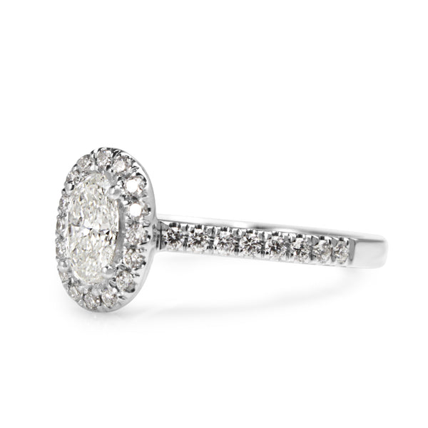 18ct White Gold Oval Diamond Halo Ring