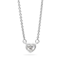 18ct White Gold Diamond Heart Solitaire Necklace