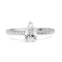 18ct White Gold Pear Solitaire Diamond Ring